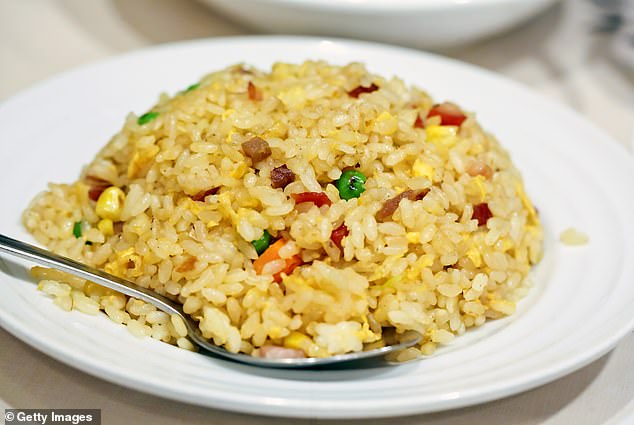 Starting with number one, the medical expert said he would never eat burnt fried rice again, calling it 'instant eating condition' (stock photo)