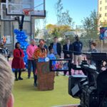 South End Neighborhood Association President JoAnn Morton addresses those gathered at the South End Connector.