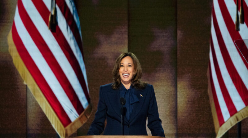 Vice President Kamala Harris delivers her acceptance speech during the final night of the 2024 Democratic National Convention in Chicago on Aug. 22.